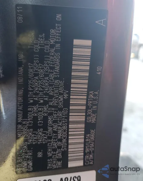 2011 Toyota Sienna Xle из США, поврежденный, VIN 5TDYK3DC3BS171103